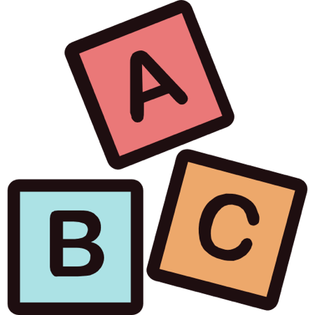 Cartoon image of A B C building blocks