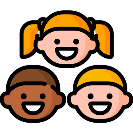 Cartoon image of three smiling children